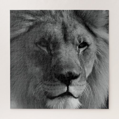 Black  White Lion Jigsaw Puzzle