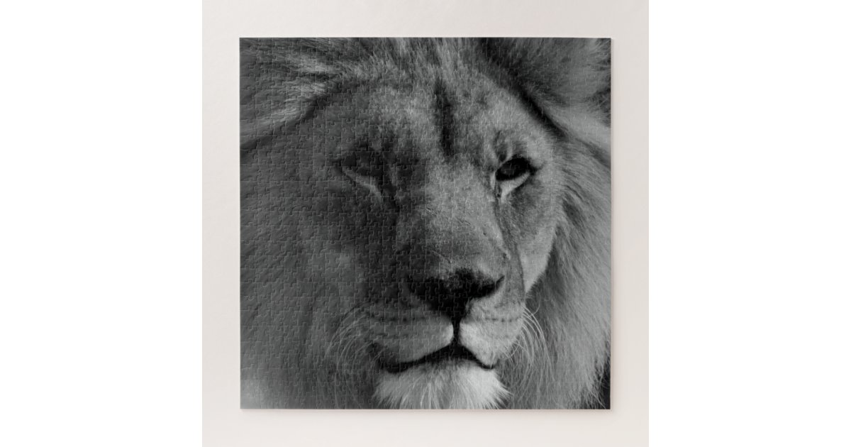 Black & White Lion Jigsaw Puzzle | Zazzle