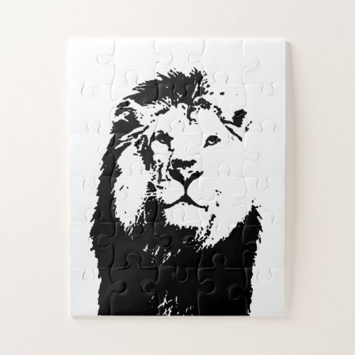 Black  White Lion Jigsaw Puzzle