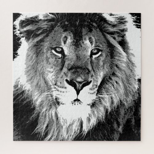 Black  White Lion Jigsaw Puzzle