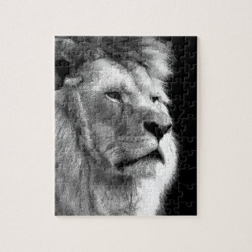 Black White Lion Jigsaw Puzzle