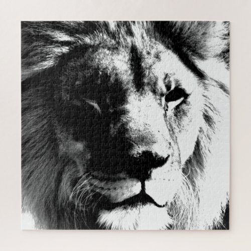 Black  White Lion Jigsaw Puzzle