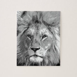 Black White Lion Jigsaw Puzzle
