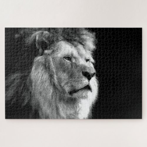 Black White Lion Jigsaw Puzzle