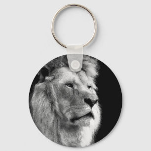 Black White Lion Keychain