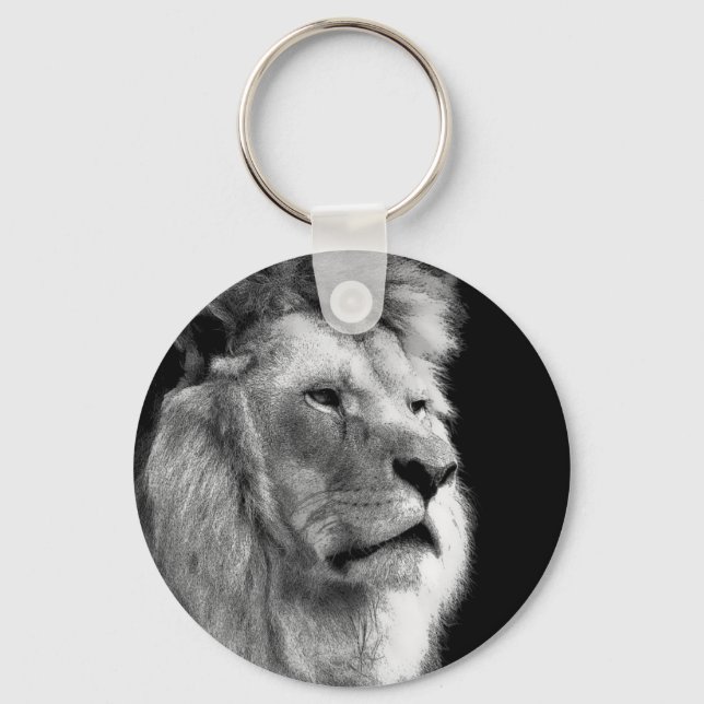 Black White Lion Keychain (Front)