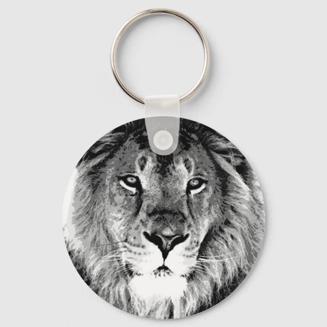 Black & White Lion Keychain (Front)