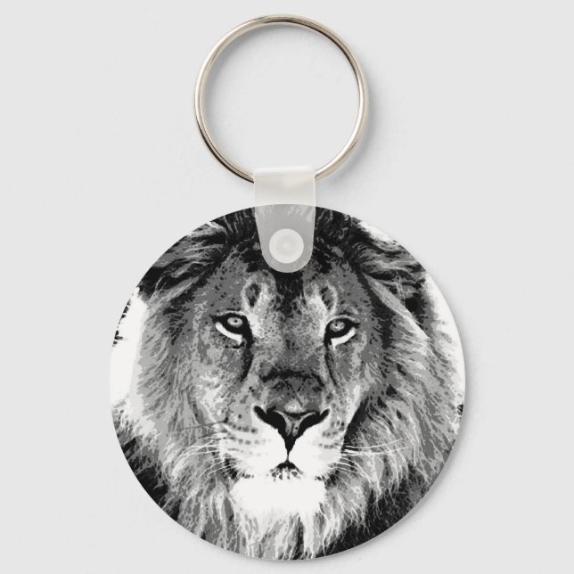 Black & White Lion Keychain (Front)