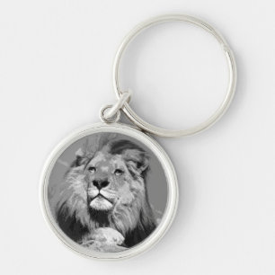 Black & White Lion Keychain