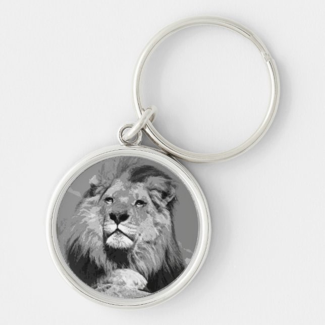 Black & White Lion Keychain (Front)