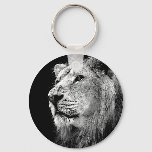 Black  White Lion Keychain