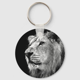 Black & White Lion Keychain