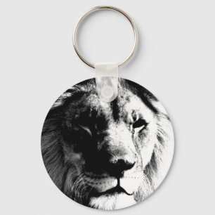 Black & White Lion Keychain