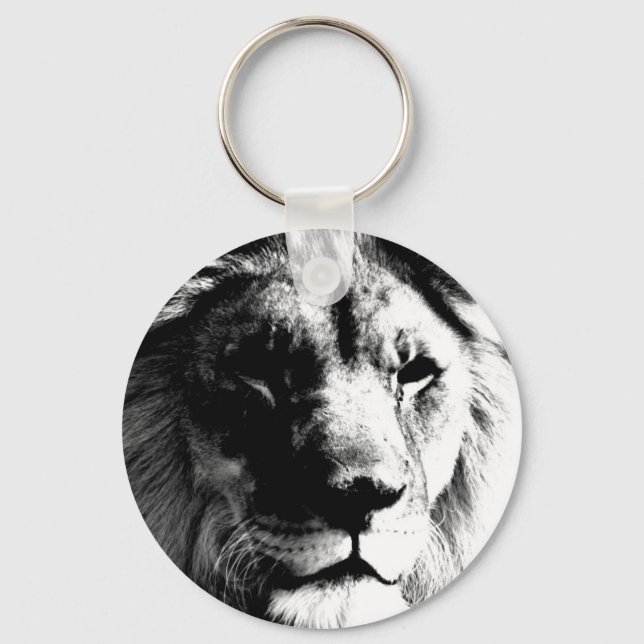 Black & White Lion Keychain (Front)
