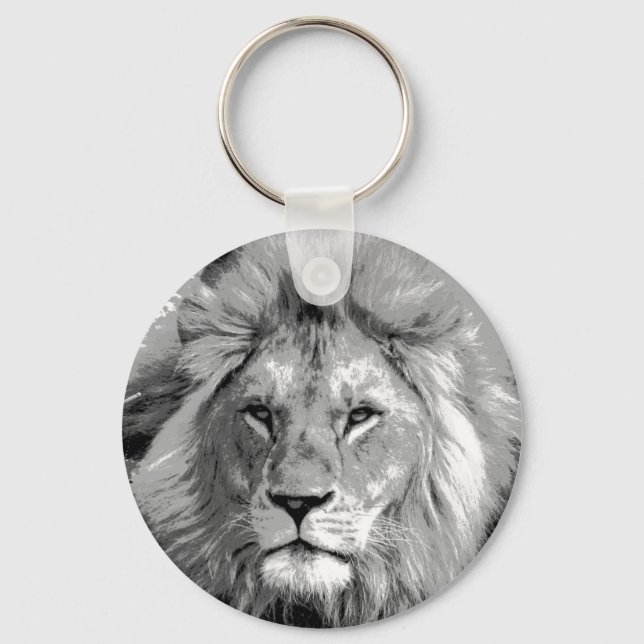 Black White Lion Keychain (Front)