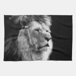 Black White Lion Kitchen Towel