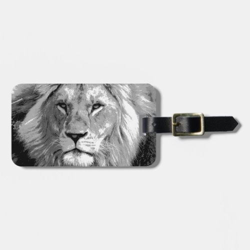 Black White Lion Luggage Tag