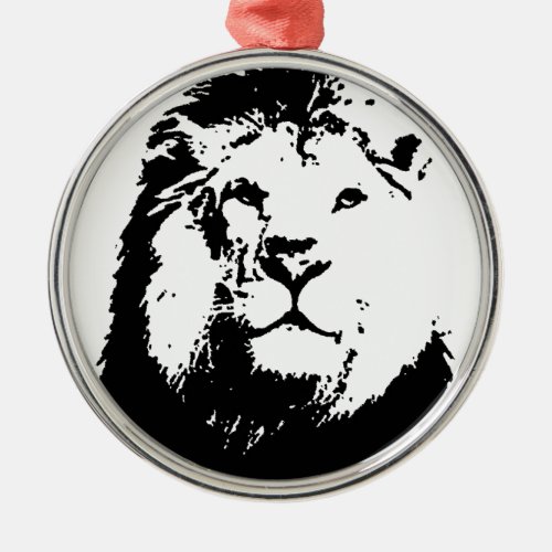Black  White Lion Metal Ornament