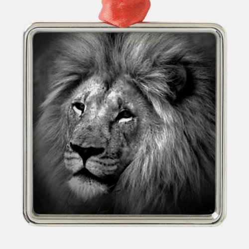 Black  White Lion Metal Ornament