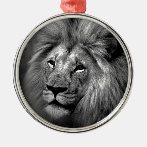 Black  White Lion Metal Ornament