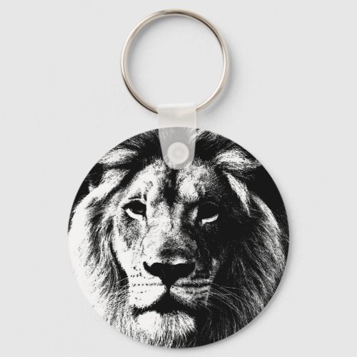 Black White Lion Motivational Challenge Keychain