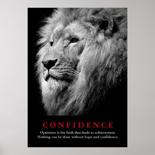 Black & White Lion Motivational Confidence Quote Poster | Zazzle.com