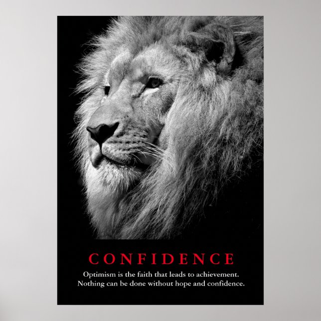 Black & White Lion Motivational Confidence Quote Poster (Front)