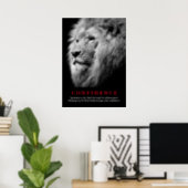 Black & White Lion Motivational Confidence Quote Poster (Home Office)