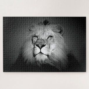 Black White Lion Motivational Leadership Jigsaw Puzzle
