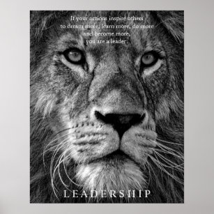 Black & White Lion Motivational Leadership Poster