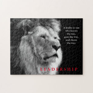 Black White Lion Motivational Leadership Quote Jigsaw Puzzle