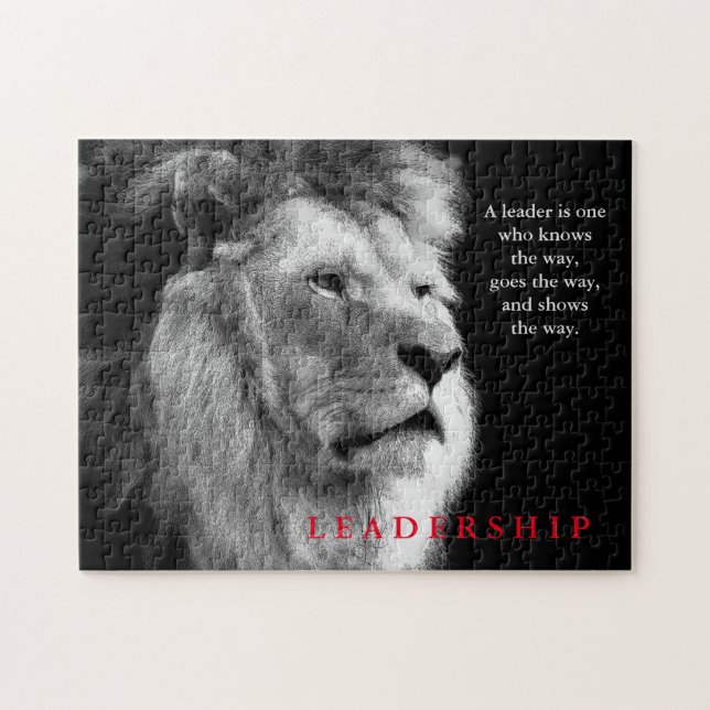 Black White Lion Motivational Leadership Quote Jigsaw Puzzle (Horizontal)
