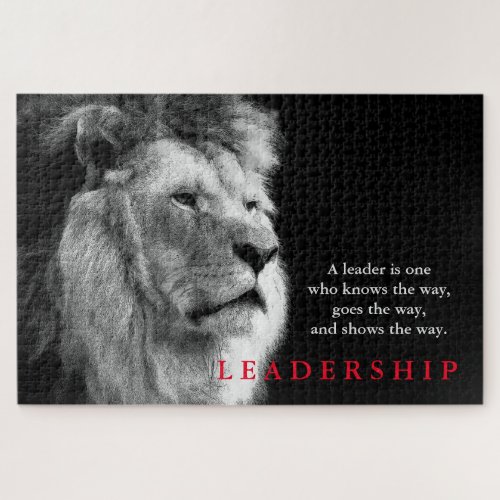 Black White Lion Motivational Leadership Quote Jigsaw Puzzle