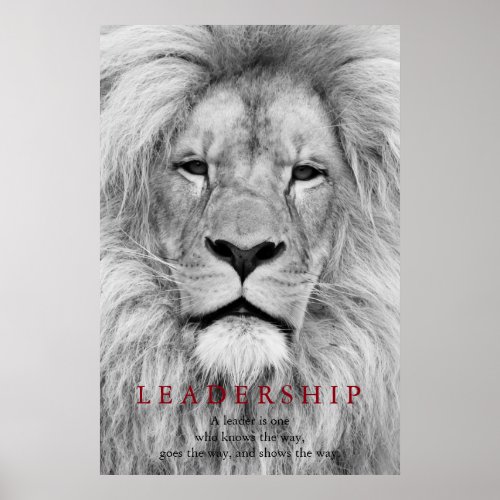 Black  White Lion Motivational Leadership Quote Poster