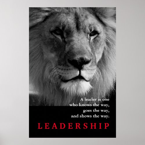 Black White Lion Motivational Leadership Quote Poster