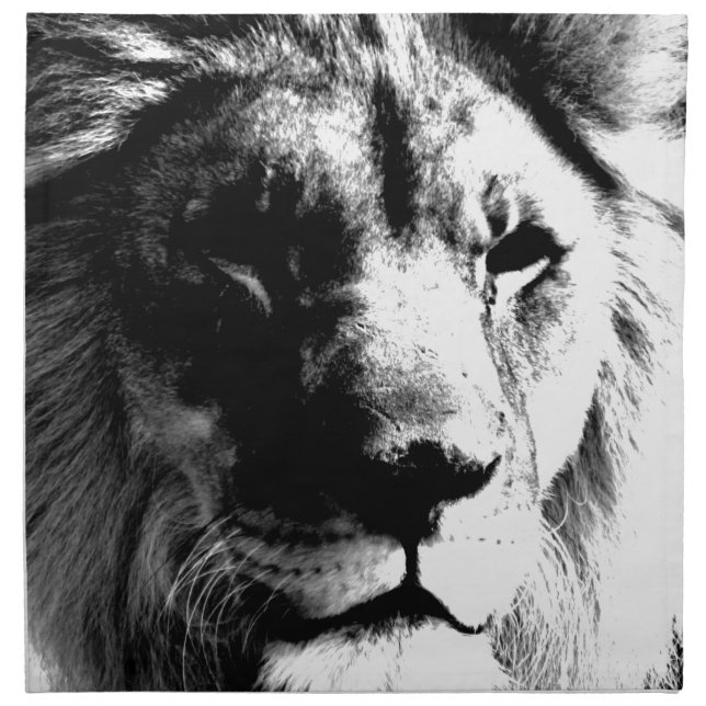 Black & White Lion Napkin (Front)