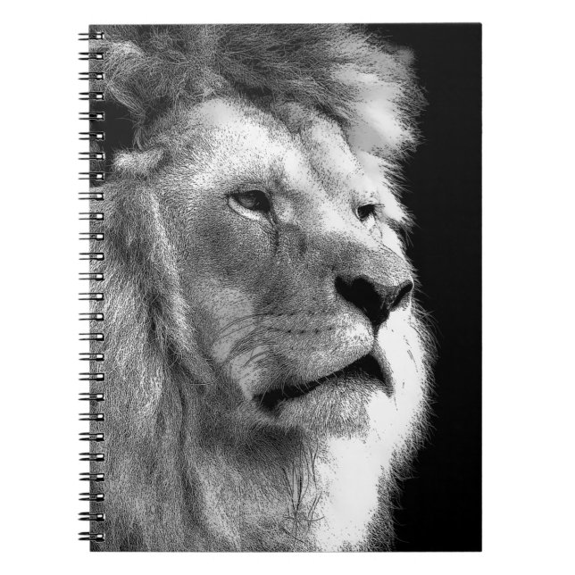 Black White Lion Notebook (Front)