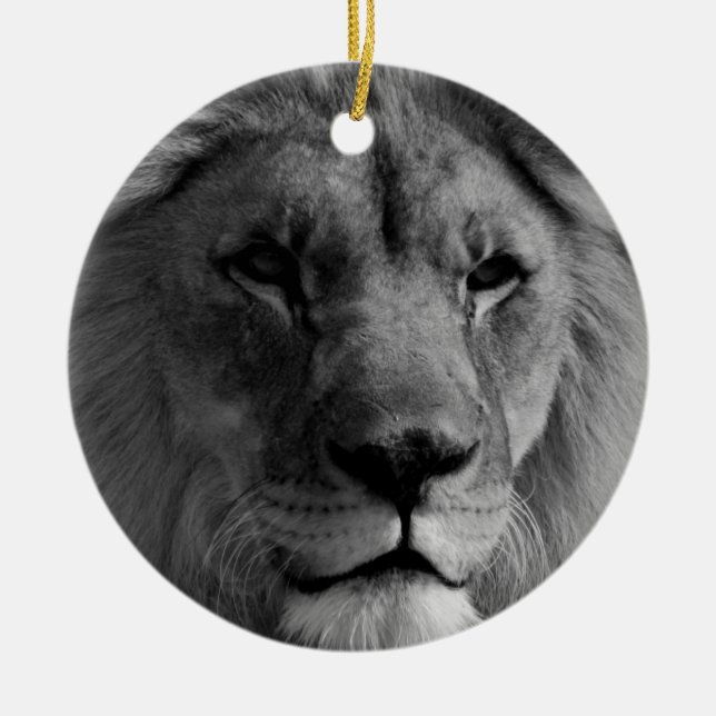 Black & White Lion Ornament (Front)
