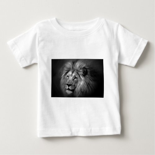 Black  White Lion Photo Baby T_Shirt