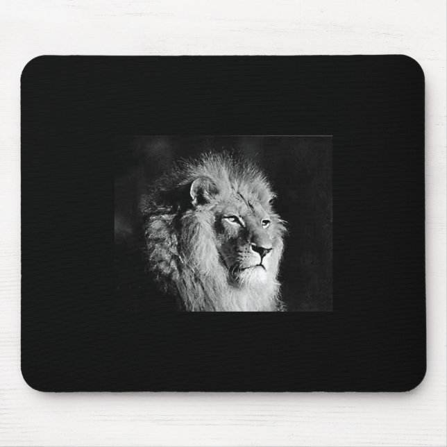 Black & White Lion Photo Mouse Pad (Front)