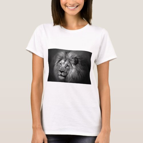 Black  White Lion Photo T_Shirt