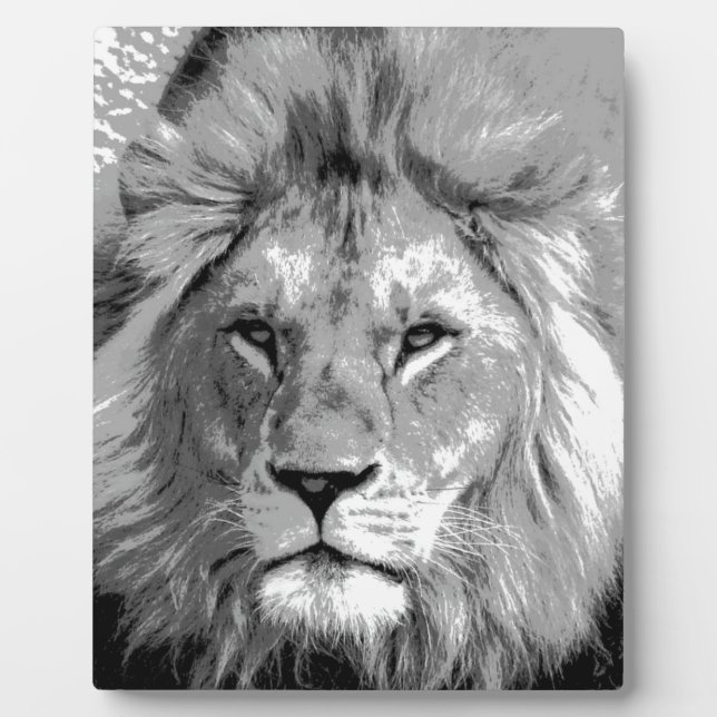 Black White Lion Plaque (Front)