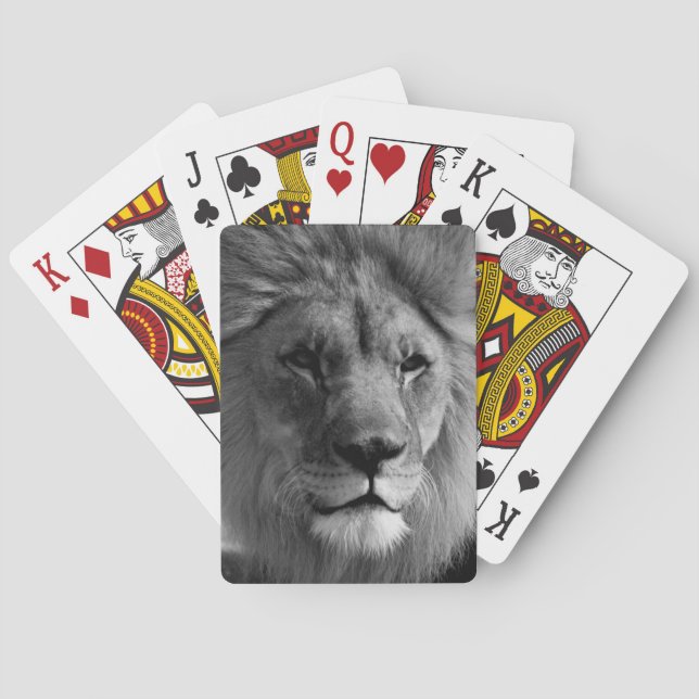 Black & White Lion Poker Cards (Back)