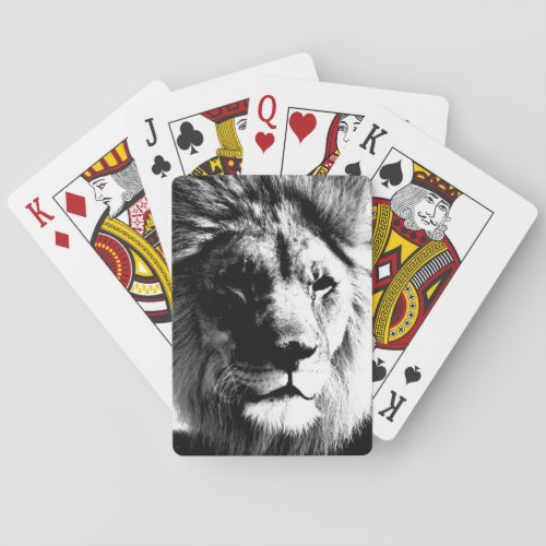 Black  White Lion Poker Cards