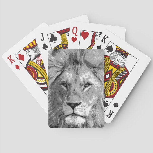 Black White Lion Poker Cards (Back)