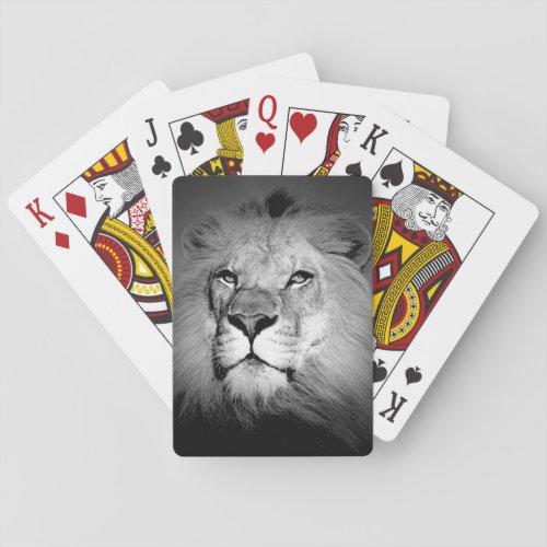 Black  White Lion Poker Cards