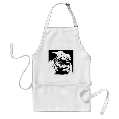 Black  white lion pop art adult apron