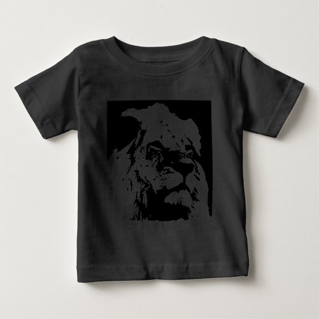 Black & white lion pop art baby T-Shirt (Front)