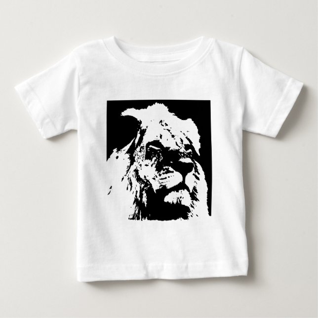 Black & white lion pop art baby T-Shirt (Front)