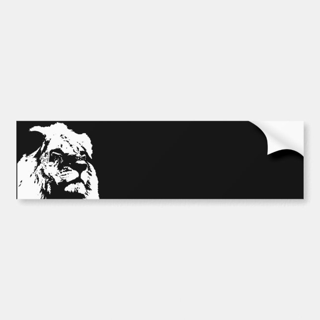 Black & white lion pop art bumper sticker (Front)